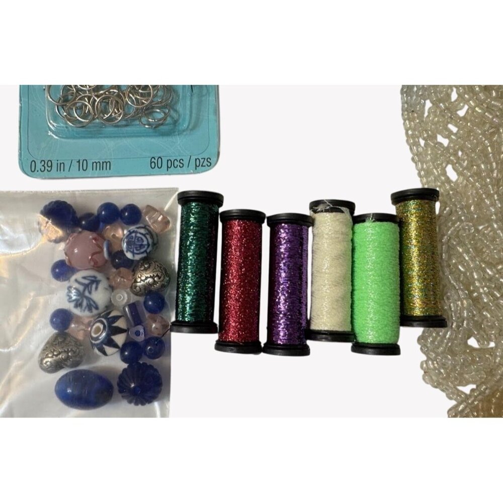 Jewelry Making Bead Supplies Bundle Jump Rings Wire Seed Beads Blending Filament - Picture 5 of 6